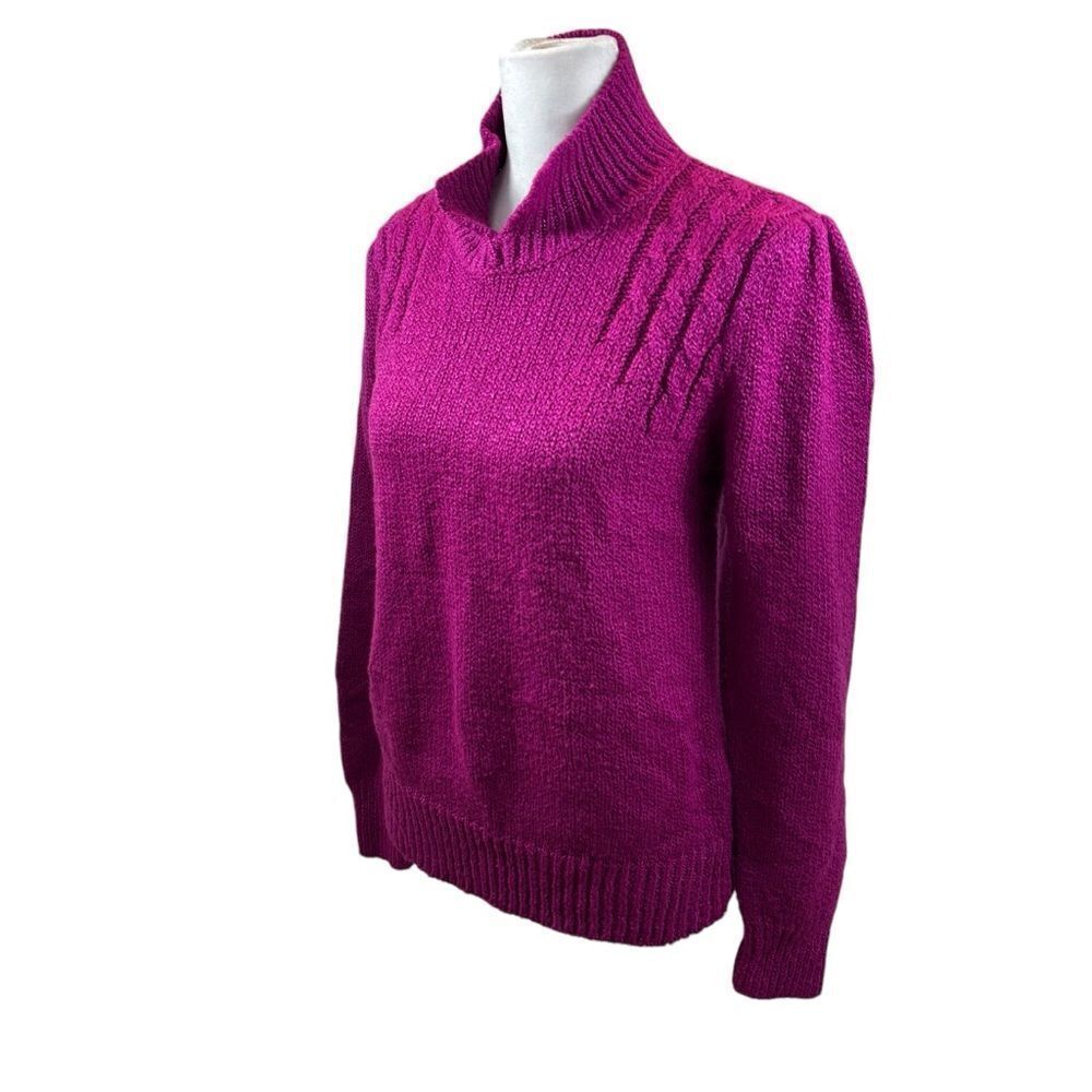 Ladies Vintage Gerard Works Brand Magenta Stand Collar Sweater‎ Size Large